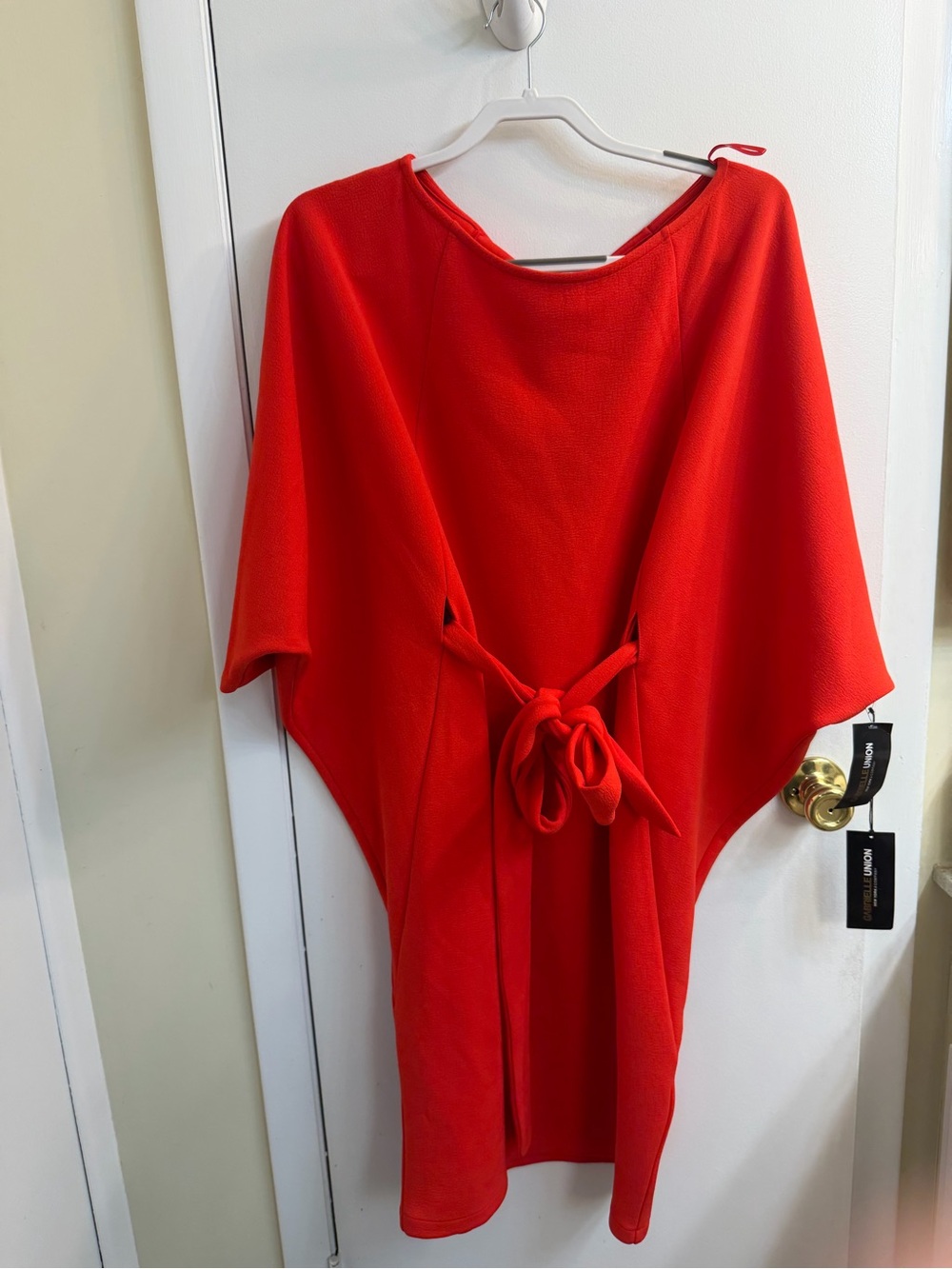 New York & Company Bright Red Tie-Back Midi Dress